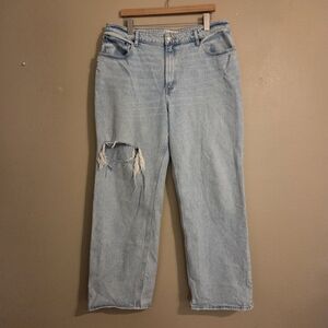 ABERCROMBIE & FITCH Curve Love Lightwash Distressed High Waist Denim Jeans 33/16
